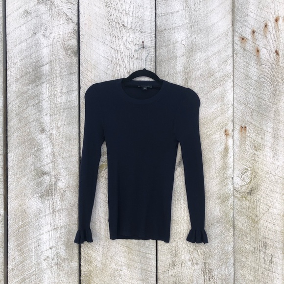 Ann Taylor | dark blue merino wool long sleeve top - Picture 1 of 5